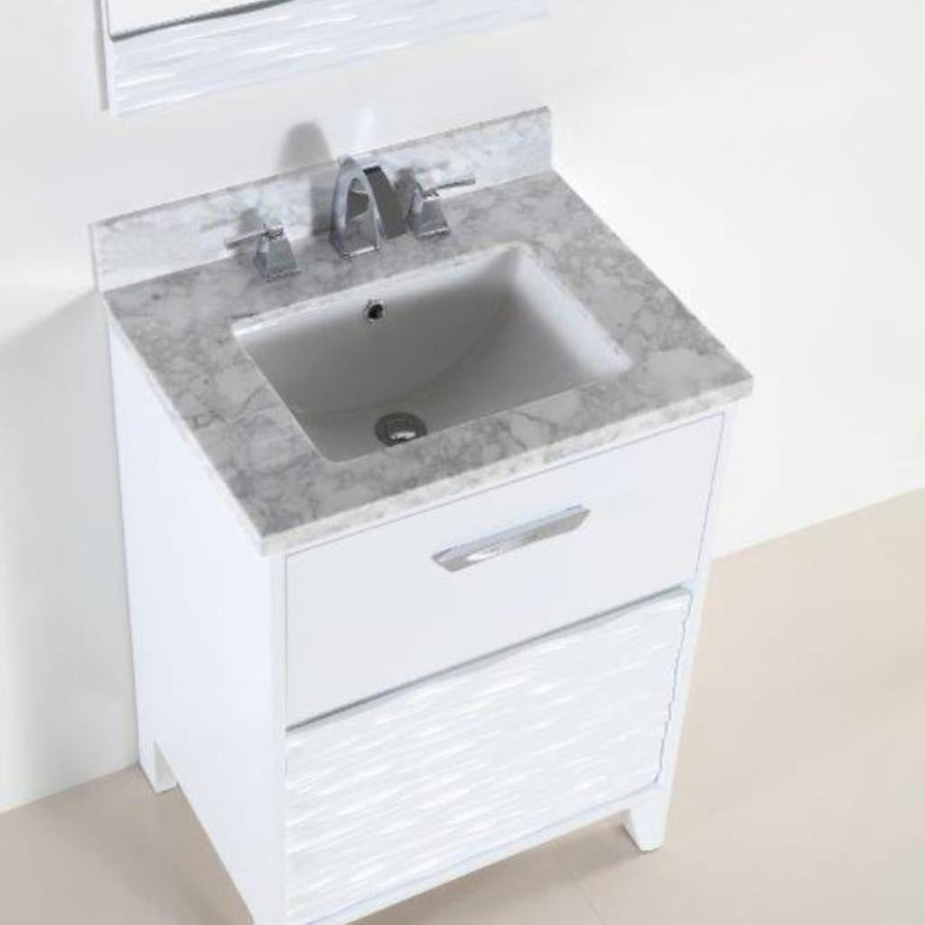 Bellaterra Modern 24" Single Vanity, White Carrara Top