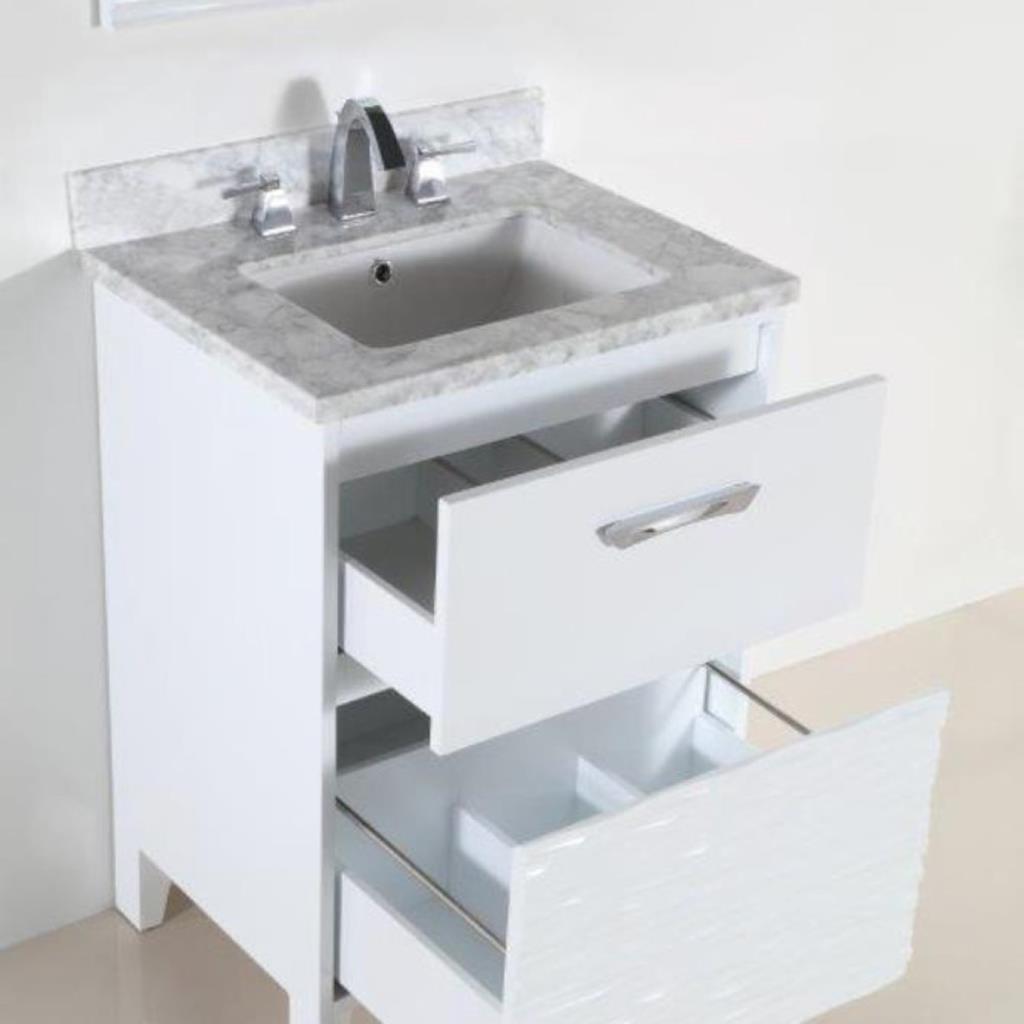 Bellaterra Modern 24" Single Vanity, White Carrara Top