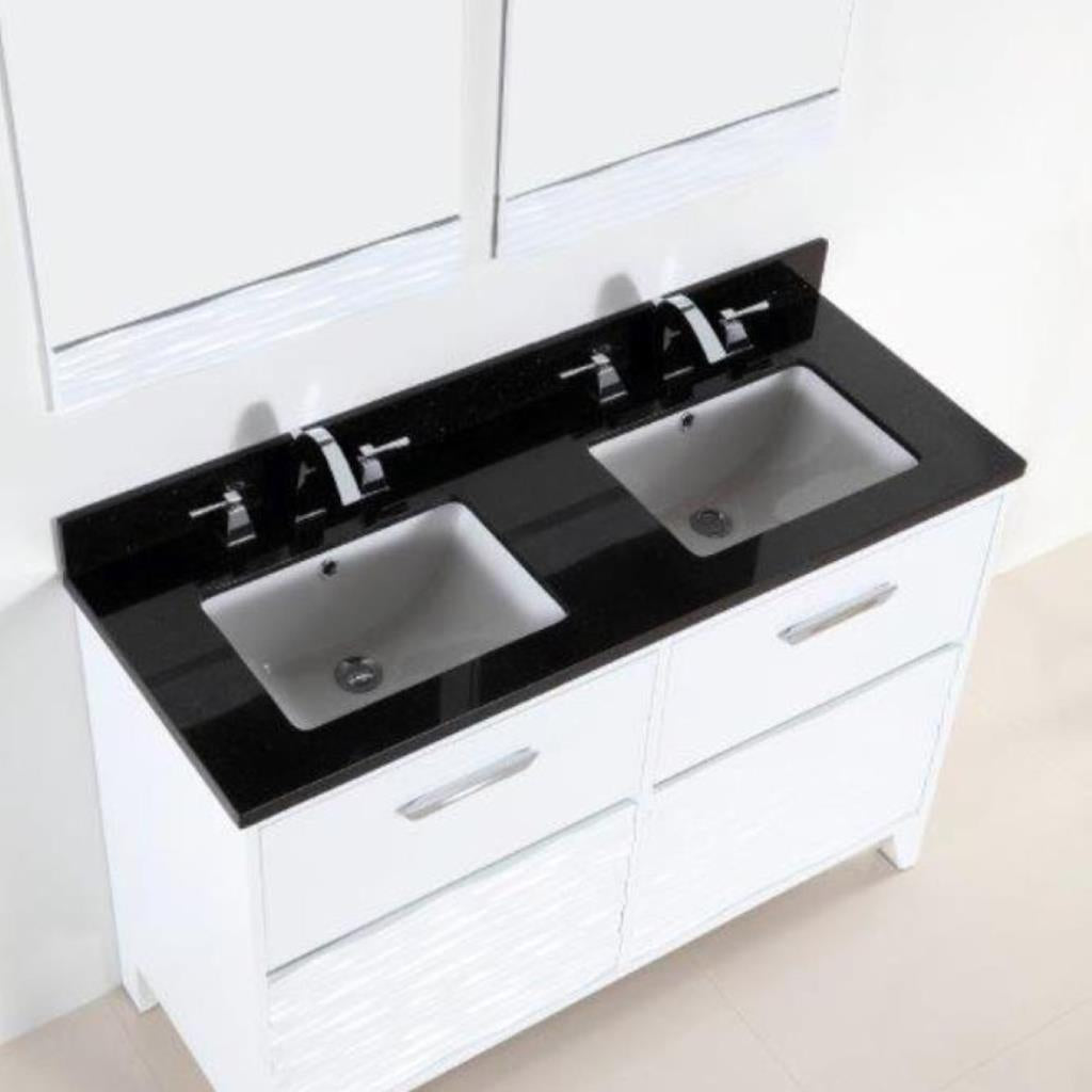 Bellaterra Modern 48" Double Vanity, Black Galaxy Granite Top