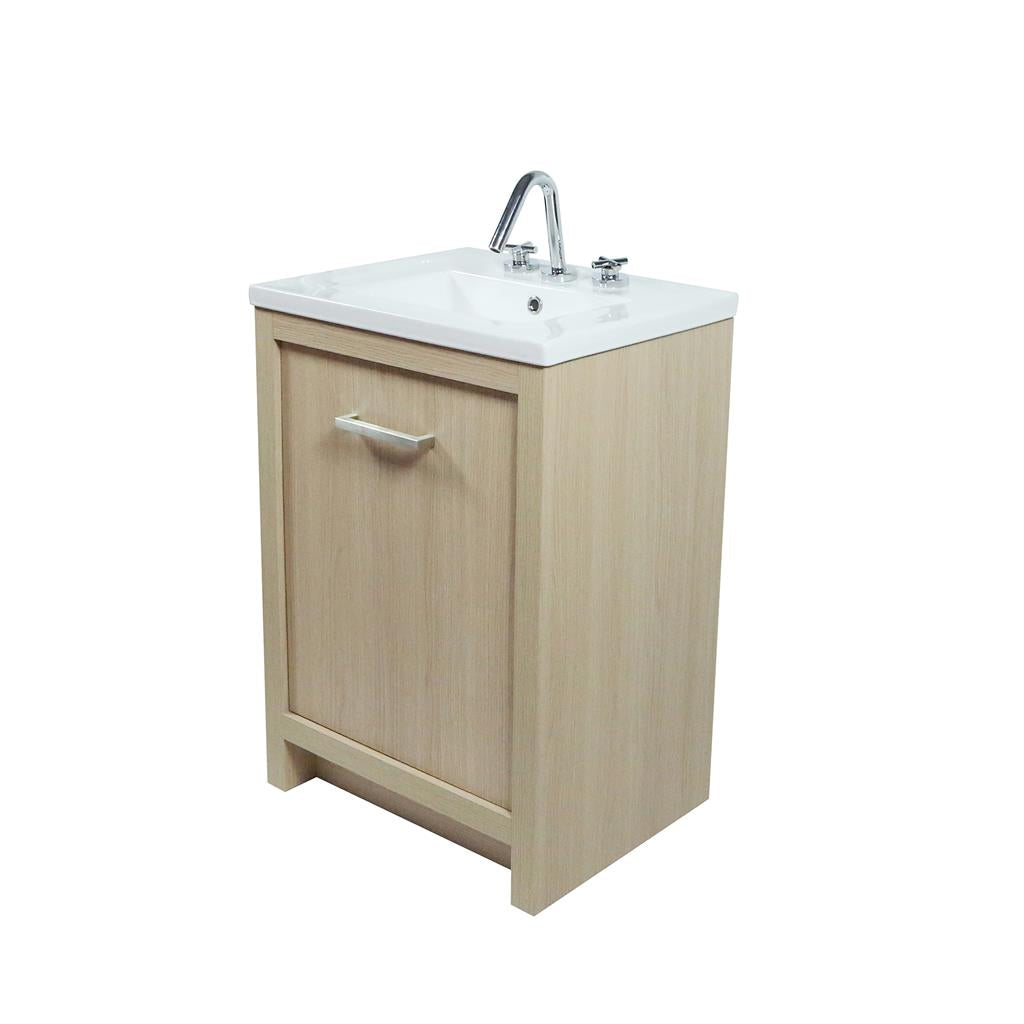 Bellaterra Modern 24" Single Vanity, Neutral, White Ceramic Top