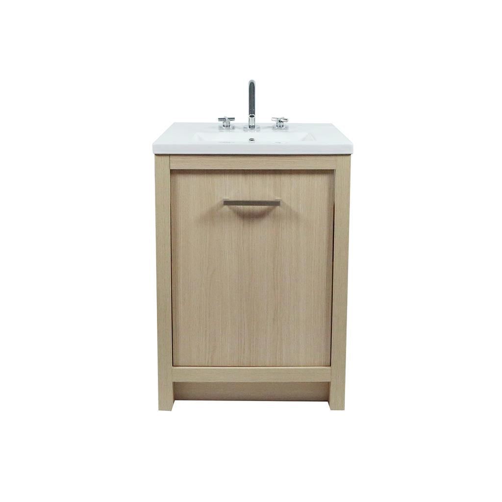 Bellaterra Modern 24" Single Vanity, Neutral, White Ceramic Top