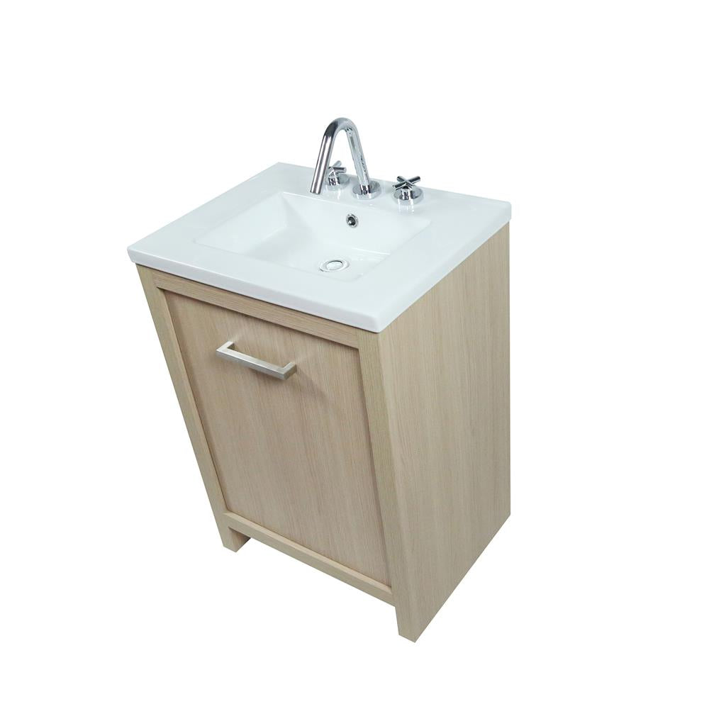 Bellaterra Modern 24" Single Vanity, Neutral, White Ceramic Top