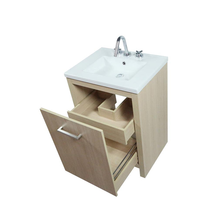 Bellaterra Modern 24" Single Vanity, Neutral, White Ceramic Top