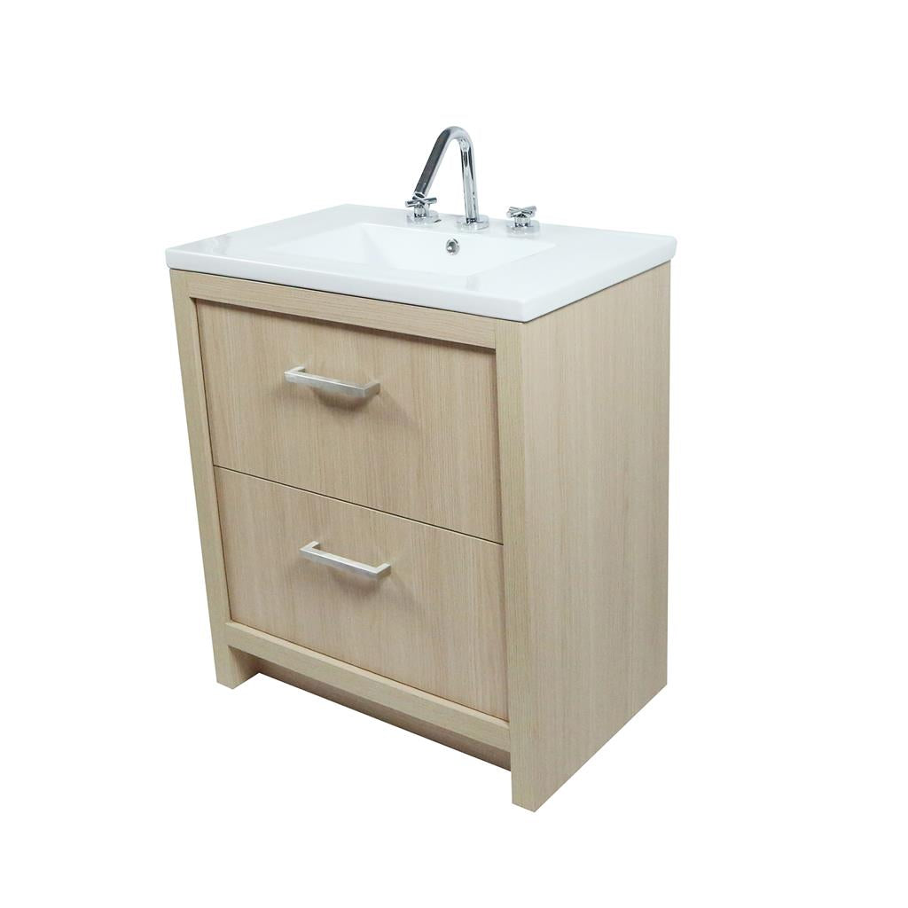 Bellaterra Modern 30" Single Vanity, Neutral, White Ceramic Top