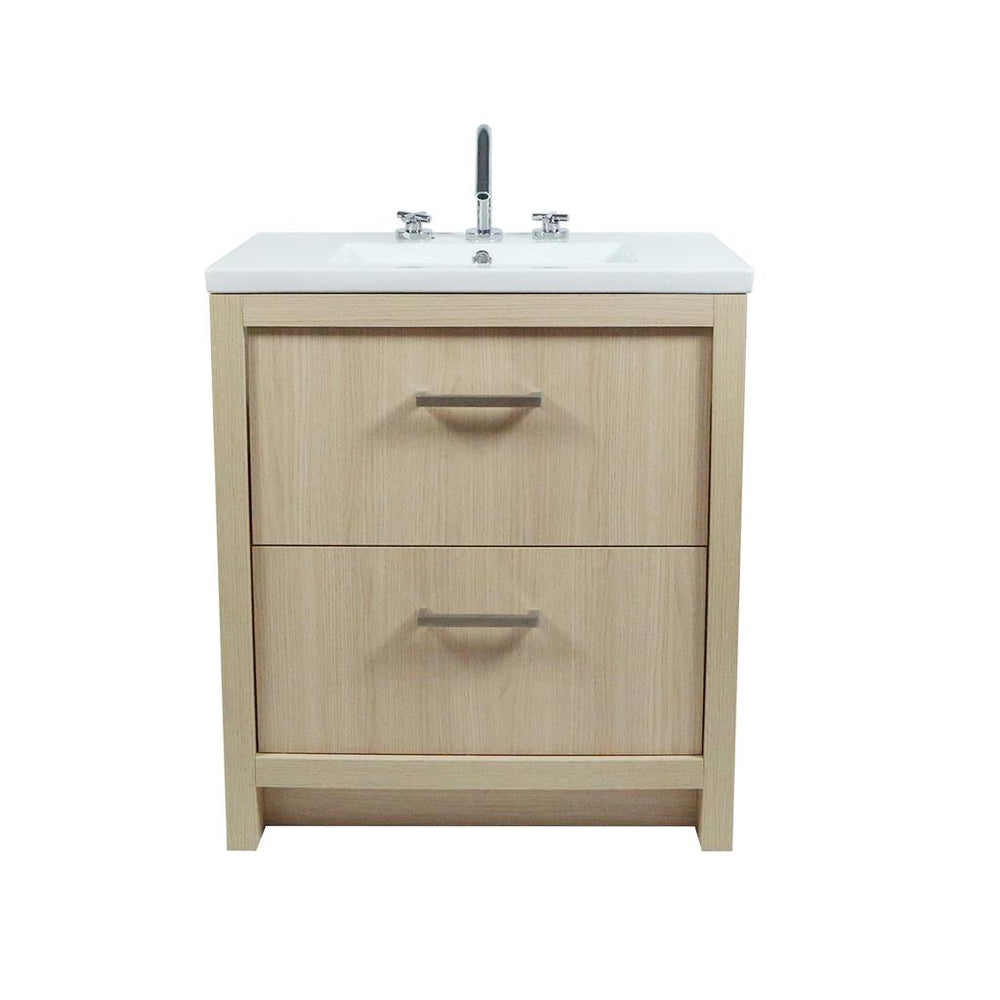 Bellaterra Modern 30" Single Vanity, Neutral, White Ceramic Top