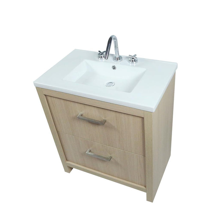 Bellaterra Modern 30" Single Vanity, Neutral, White Ceramic Top