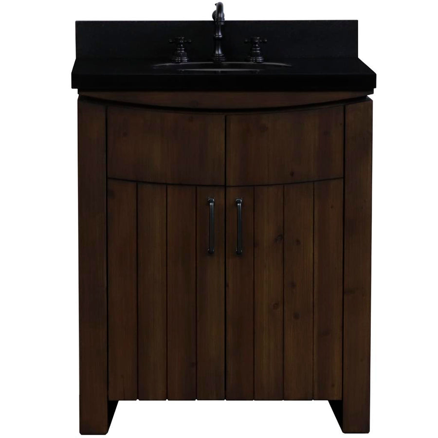 Bellaterra Natural 30" Single Vanity, Rustic Wood, Black Granite Top