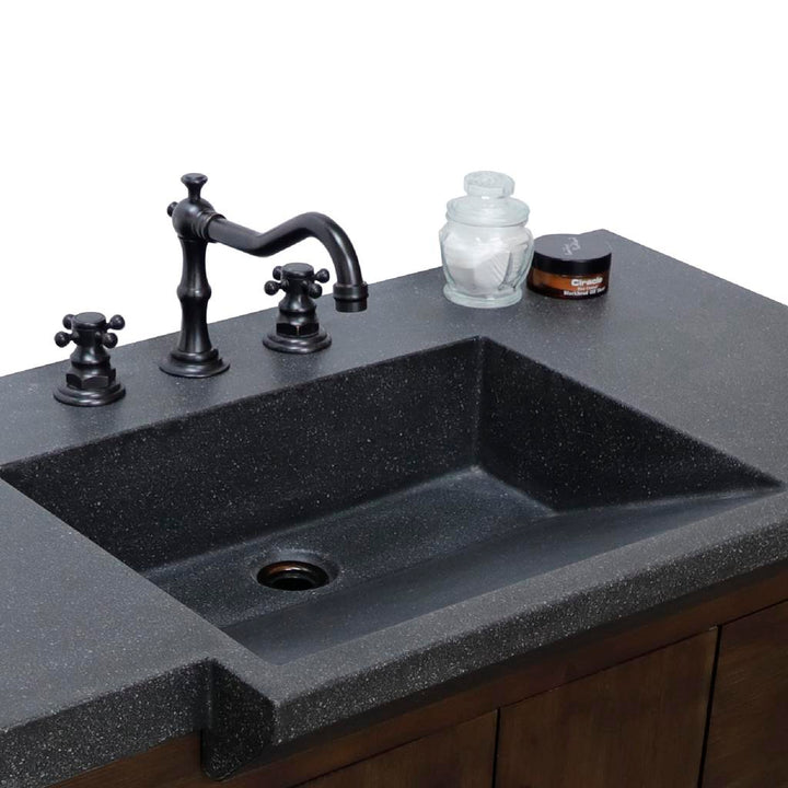 Bellaterra Natural 39" Single Vanity, Rustic Wood, Black Concrete Top