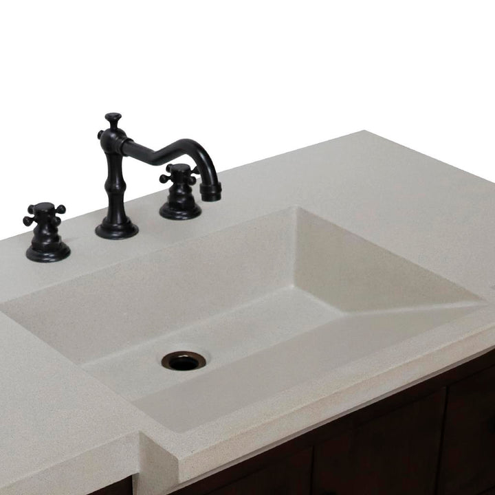 Bellaterra Natural 39" Single Vanity, Rustic Wood, Sandy White Concrete Top