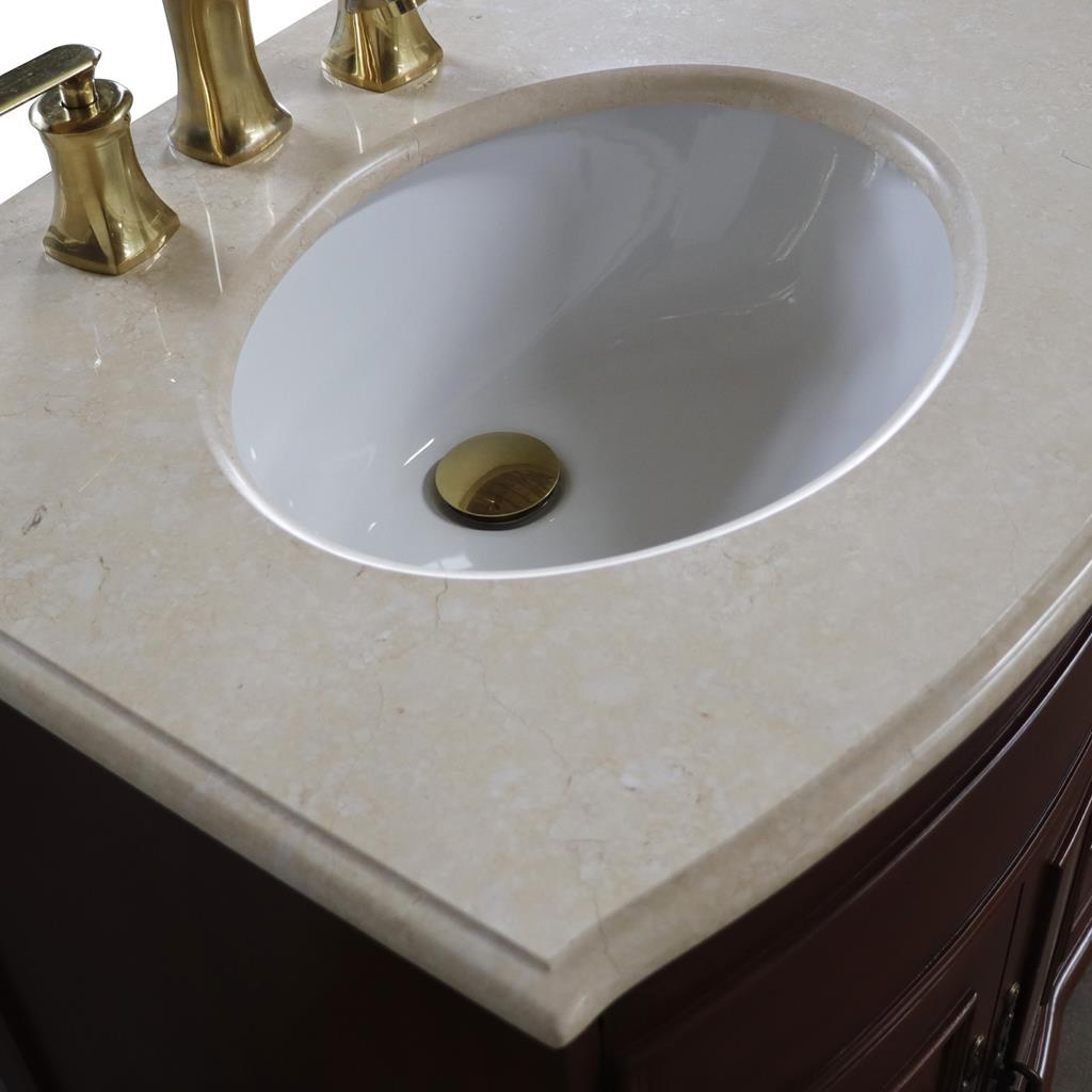 Bellaterra Evelina 62" Double Vanity Walnut, Cream Marble Top