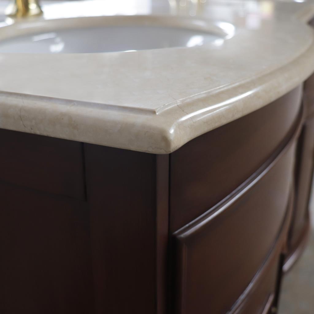 Bellaterra Evelina 62" Double Vanity Walnut, Cream Marble Top