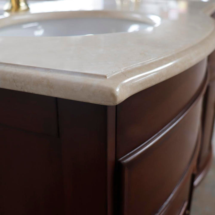 Bellaterra Evelina 62" Double Vanity Walnut, Cream Marble Top