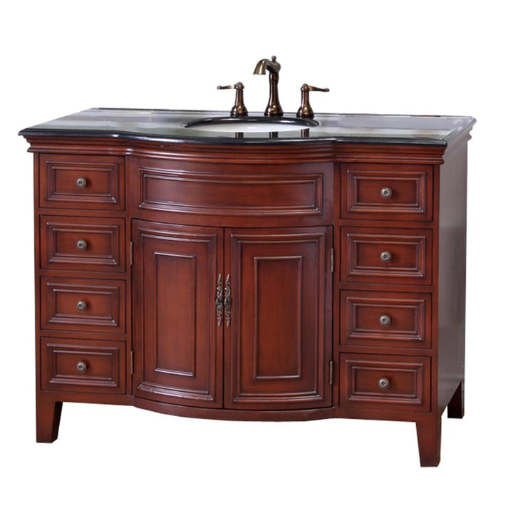 Bellaterra Natural 48" Single Vanity, Brown Cherry, Black Galaxy Granite Top