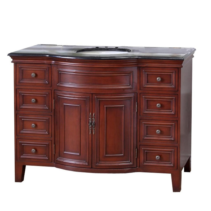 Bellaterra Natural 48" Single Vanity, Brown Cherry, Black Galaxy Granite Top