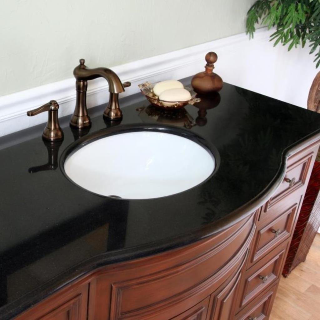 Bellaterra Natural 48" Single Vanity, Brown Cherry, Black Galaxy Granite Top