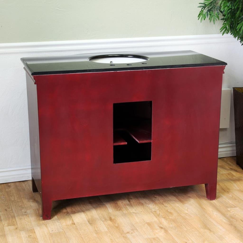 Bellaterra Natural 48" Single Vanity, Brown Cherry, Black Galaxy Granite Top