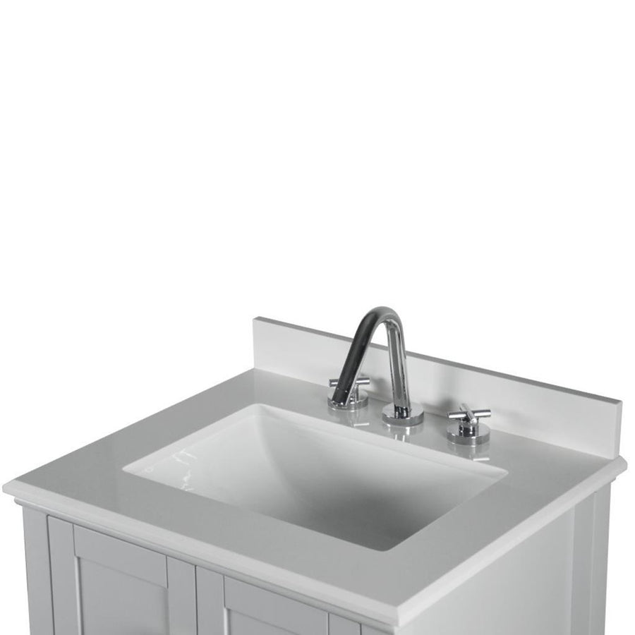 Bellaterra Aurora 25" Single Vanity, Light Gray, Quartz Top