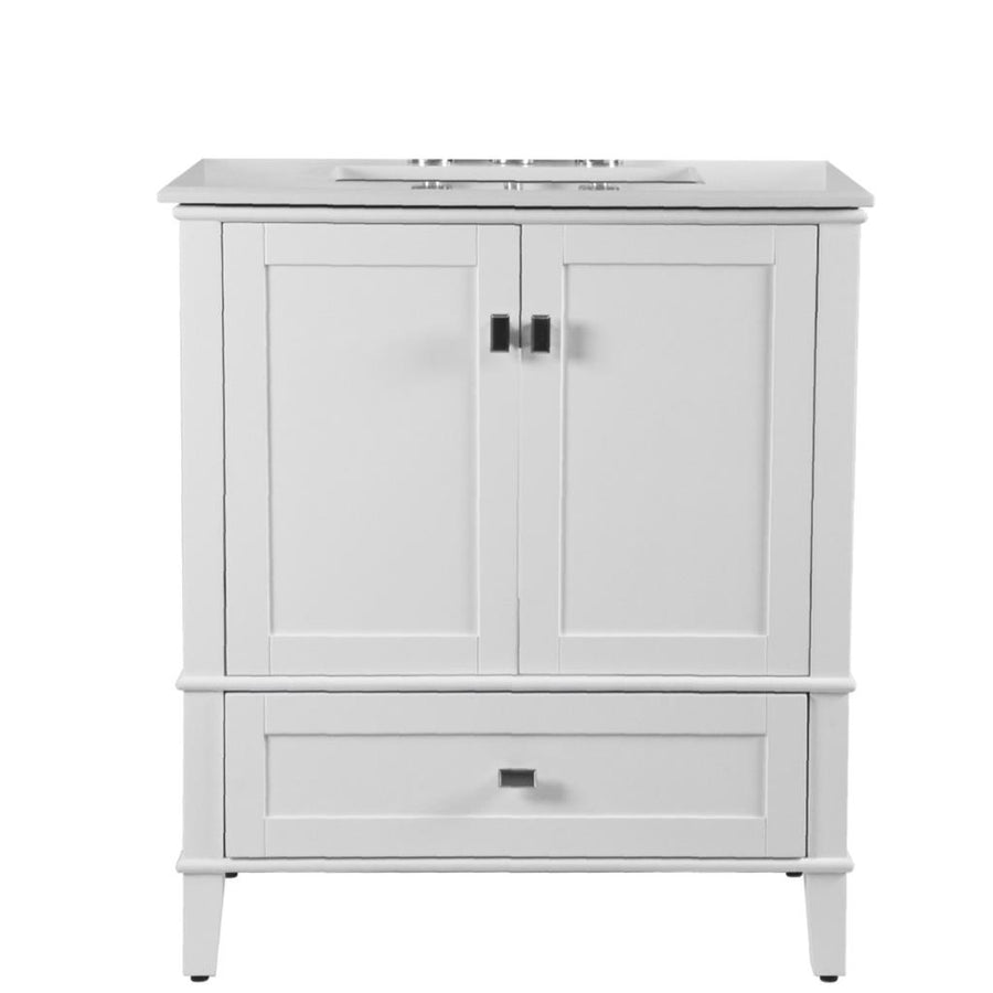 Bellaterra Aurora 31" Single Vanity, White, Quartz Top