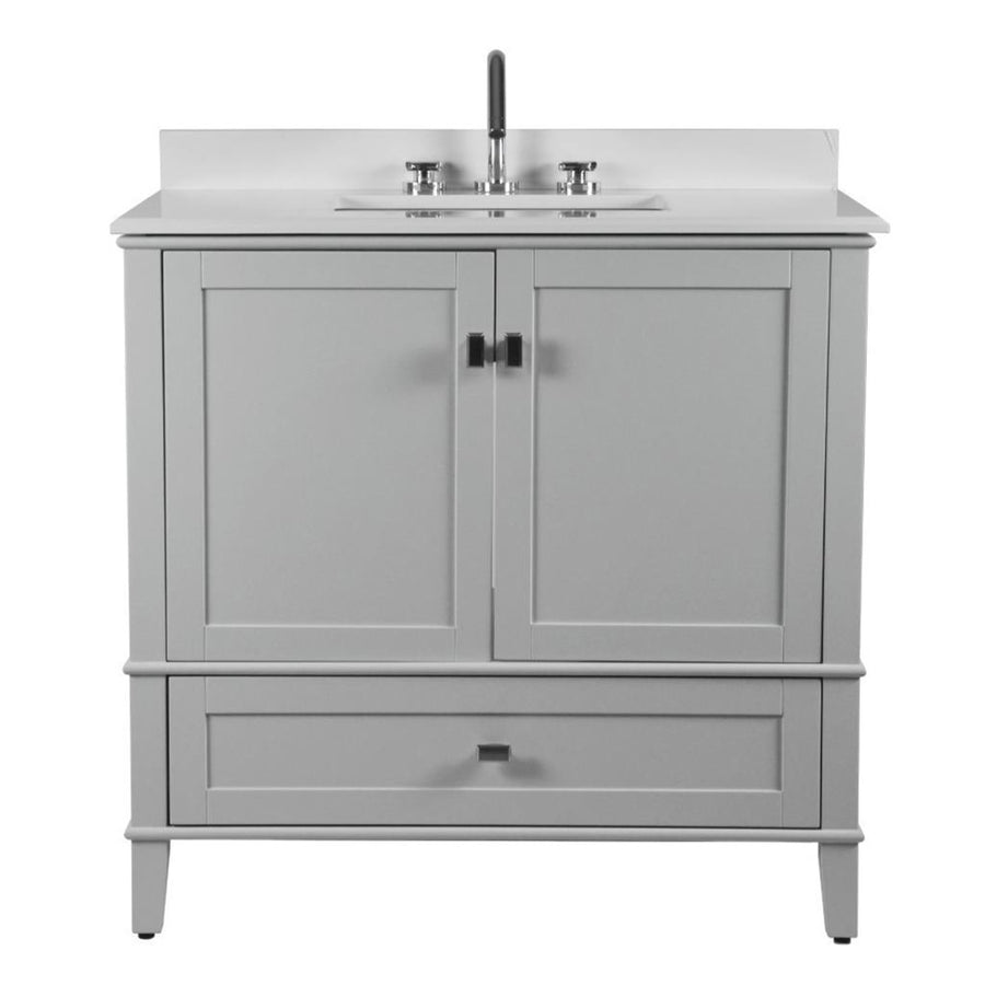 Bellaterra Aurora 37" Single Vanity, Light Gray, Quartz Top