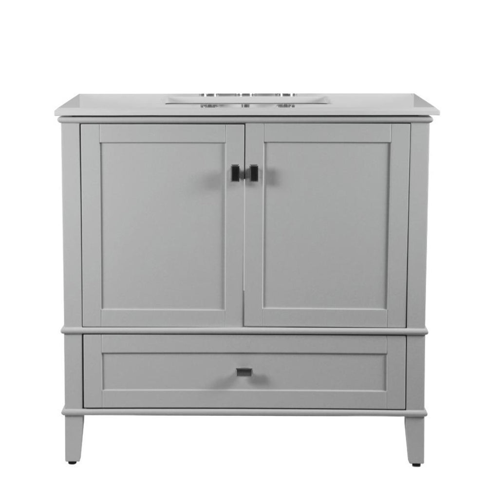 Bellaterra Aurora 37" Single Vanity, Light Gray, Quartz Top