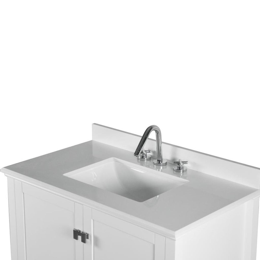 Bellaterra Aurora 37" Single Vanity, White, Quartz Top