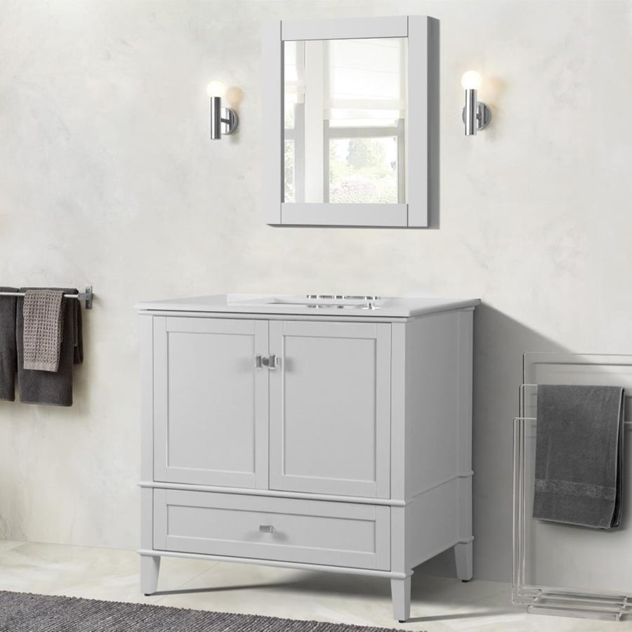 Bellaterra Aurora 37" Single Vanity, White, Quartz Top