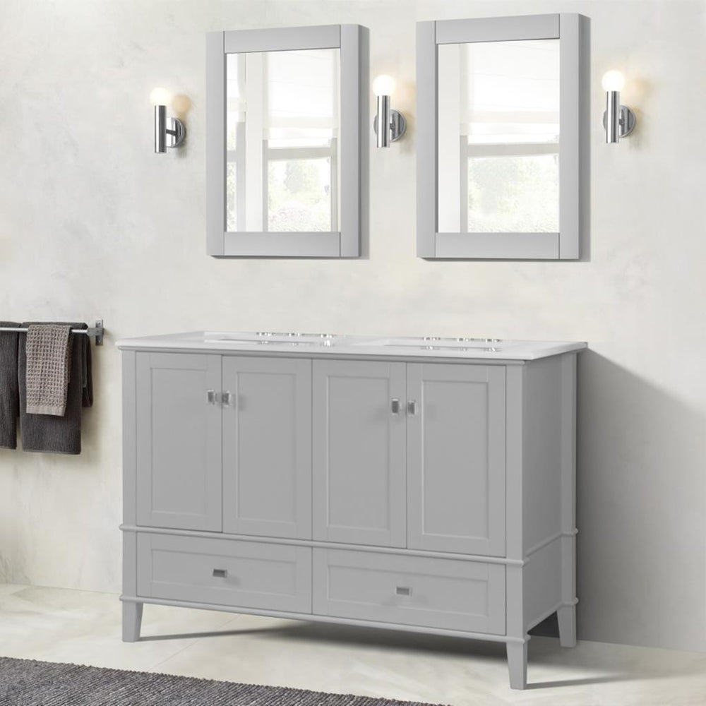 Bellaterra Aurora 49" Double Vanity, Light Gray, Quartz Top