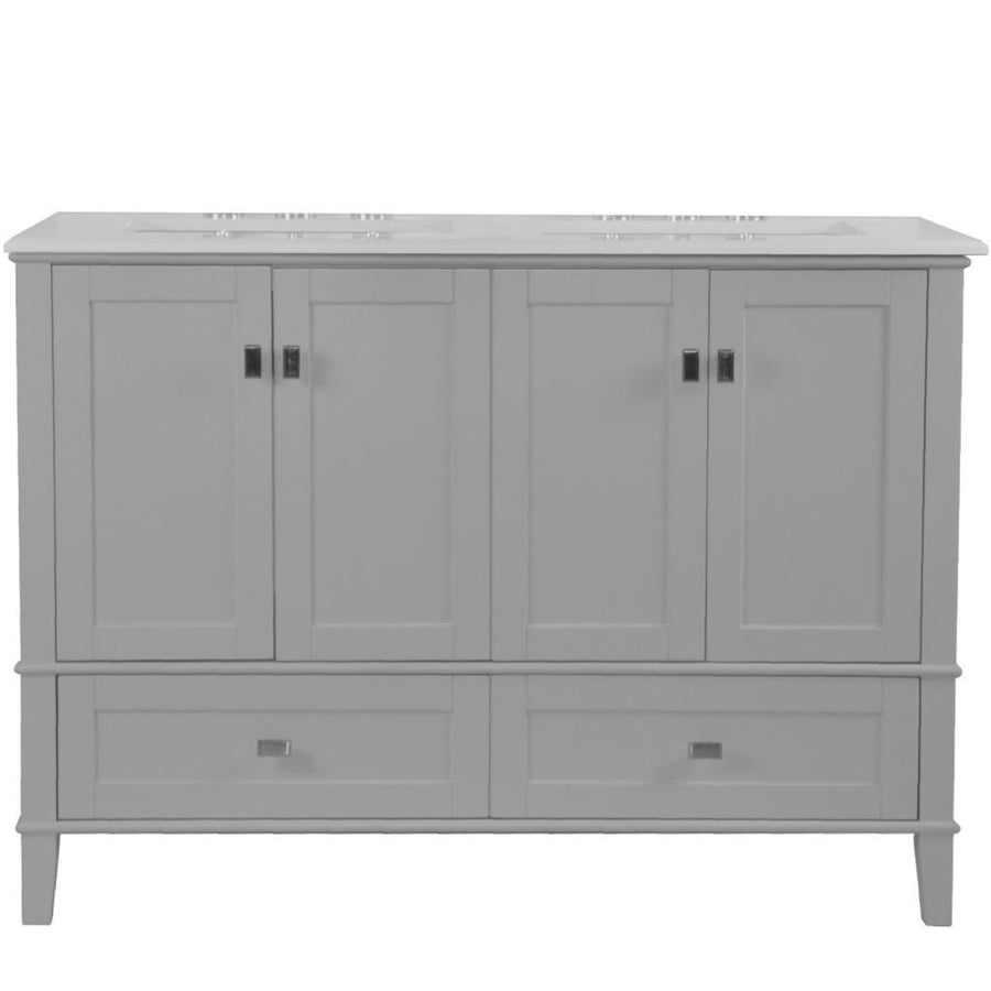 Bellaterra Aurora 49" Double Vanity, Light Gray, Quartz Top