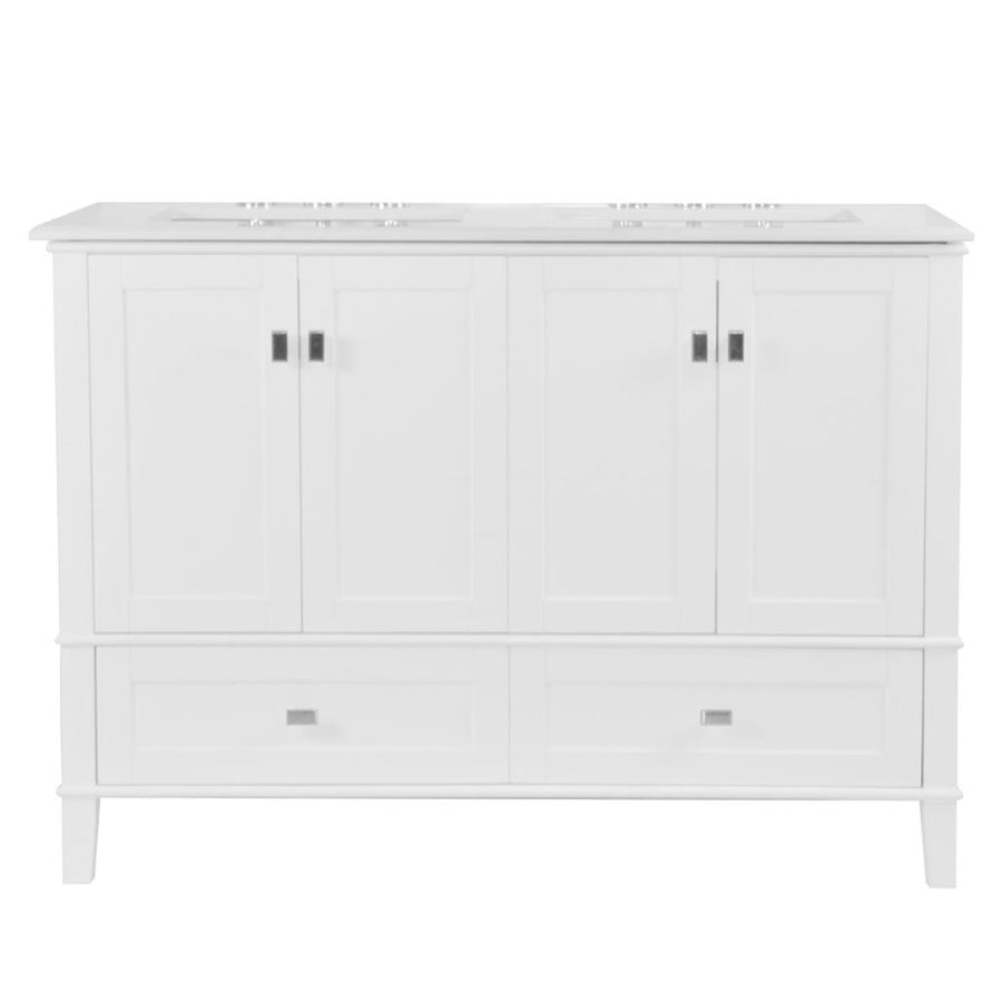 Bellaterra Aurora 49" Double Vanity, White, Quartz Top