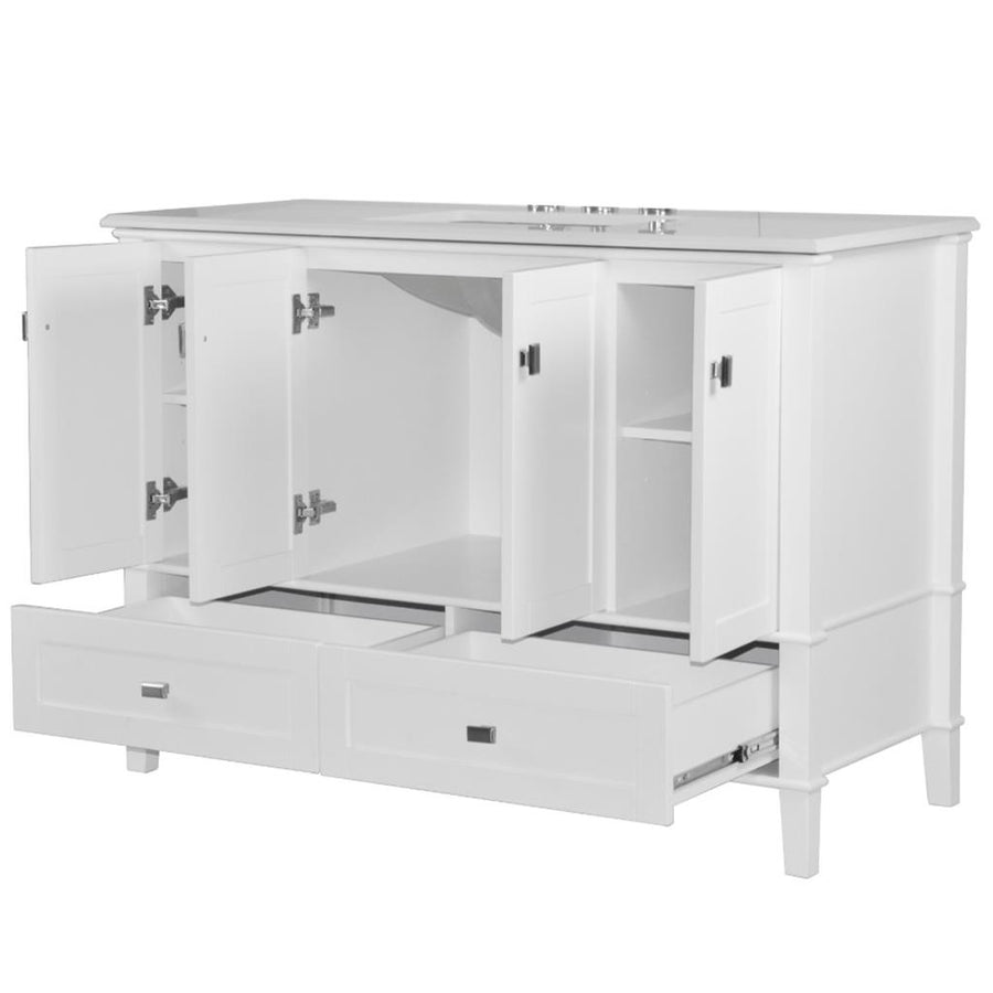 Bellaterra Aurora 49" Single Vanity, White, Quartz Top