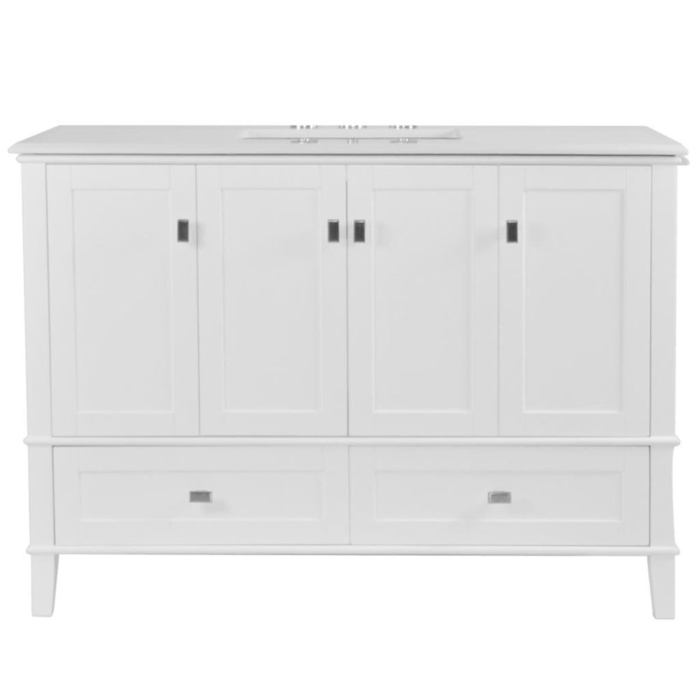 Bellaterra Aurora 49" Single Vanity, White, Quartz Top