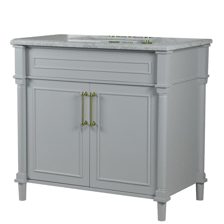 Bellaterra Napa 36" Single Vanity, Light Gray, White Carrra Marble Top