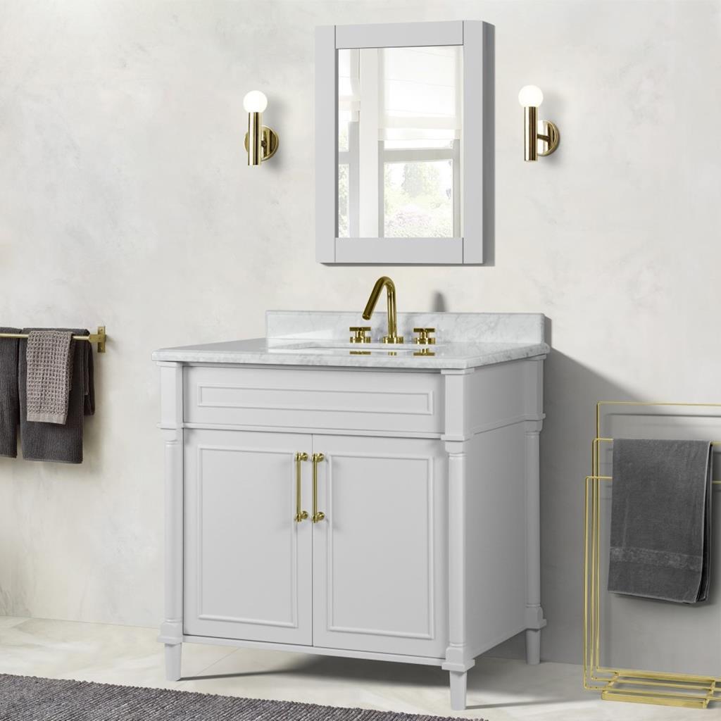 Bellaterra Napa 36" Single Vanity, White, White Carrra Marble Top