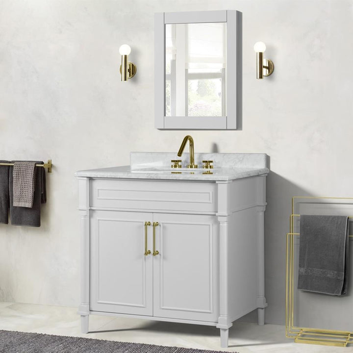 Bellaterra Napa 36" Single Vanity, White, White Carrra Marble Top