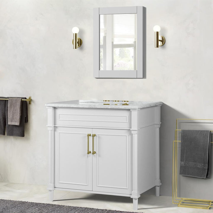 Bellaterra Napa 36" Single Vanity, White, White Carrra Marble Top