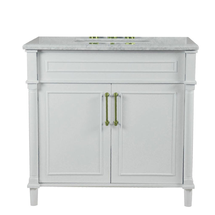 Bellaterra Napa 36" Single Vanity, White, White Carrra Marble Top