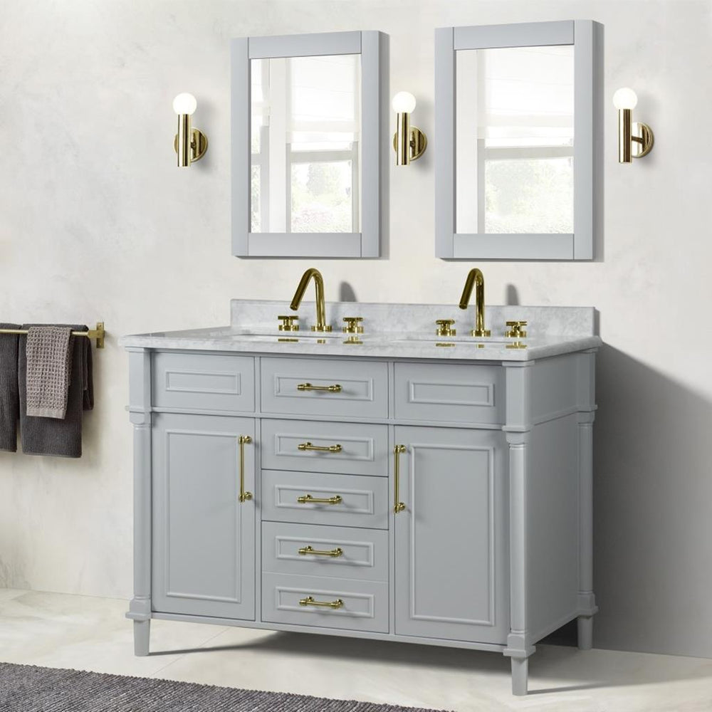 Bellaterra Napa 48" Double Vanity, Light Gray, White Carrra Marble Top