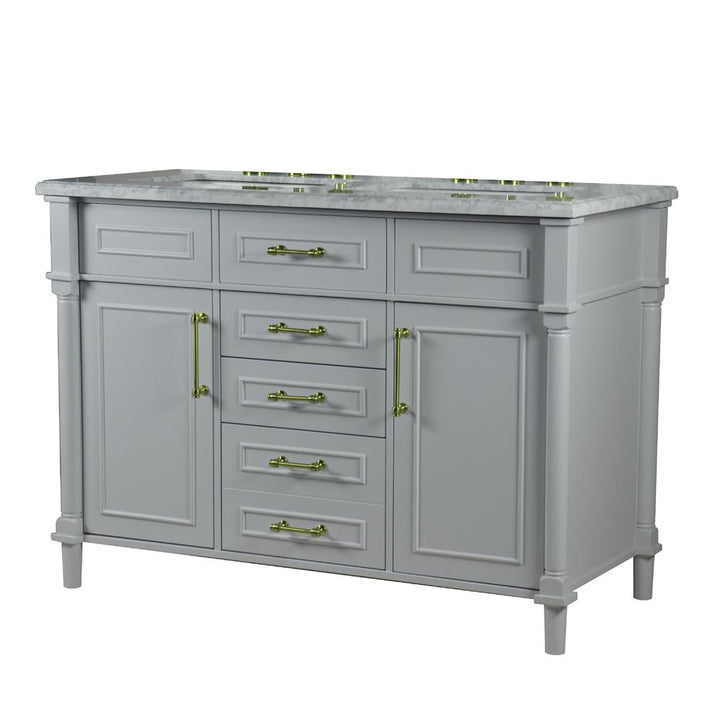 Bellaterra Napa 48" Double Vanity, Light Gray, White Carrra Marble Top