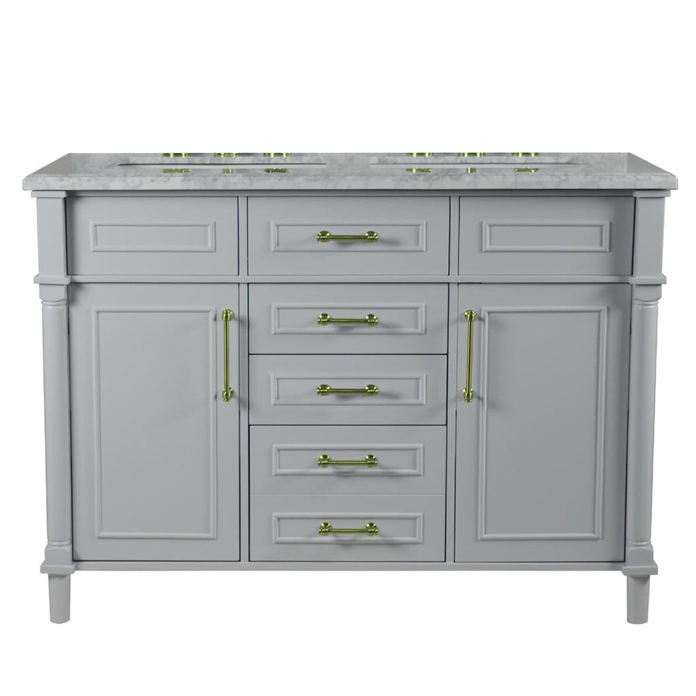 Bellaterra Napa 48" Double Vanity, Light Gray, White Carrra Marble Top