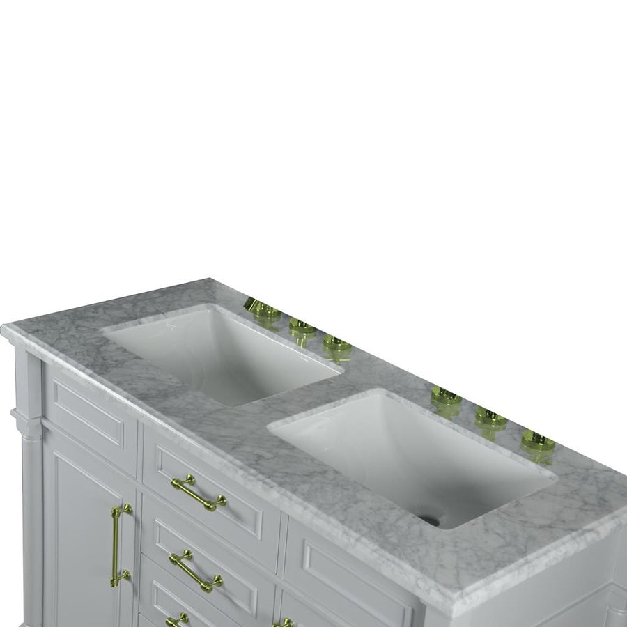 Bellaterra Napa 48" Double Vanity, Light Gray, White Carrra Marble Top