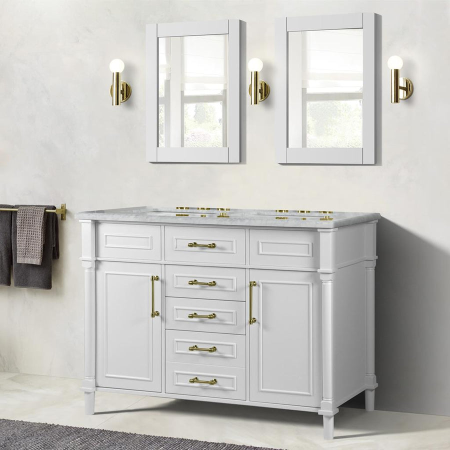 Bellaterra Napa 48" Double Vanity, White, White Carrra Marble Top