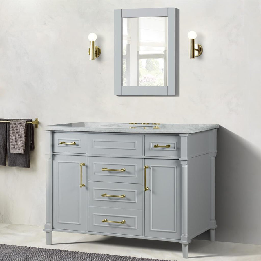 Bellaterra Napa 48" Single Vanity, Light Gray, White Carrra Marble Top