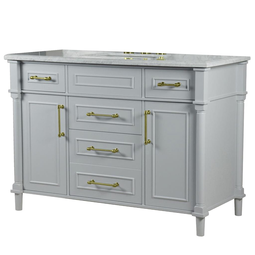 Bellaterra Napa 48" Single Vanity, Light Gray, White Carrra Marble Top