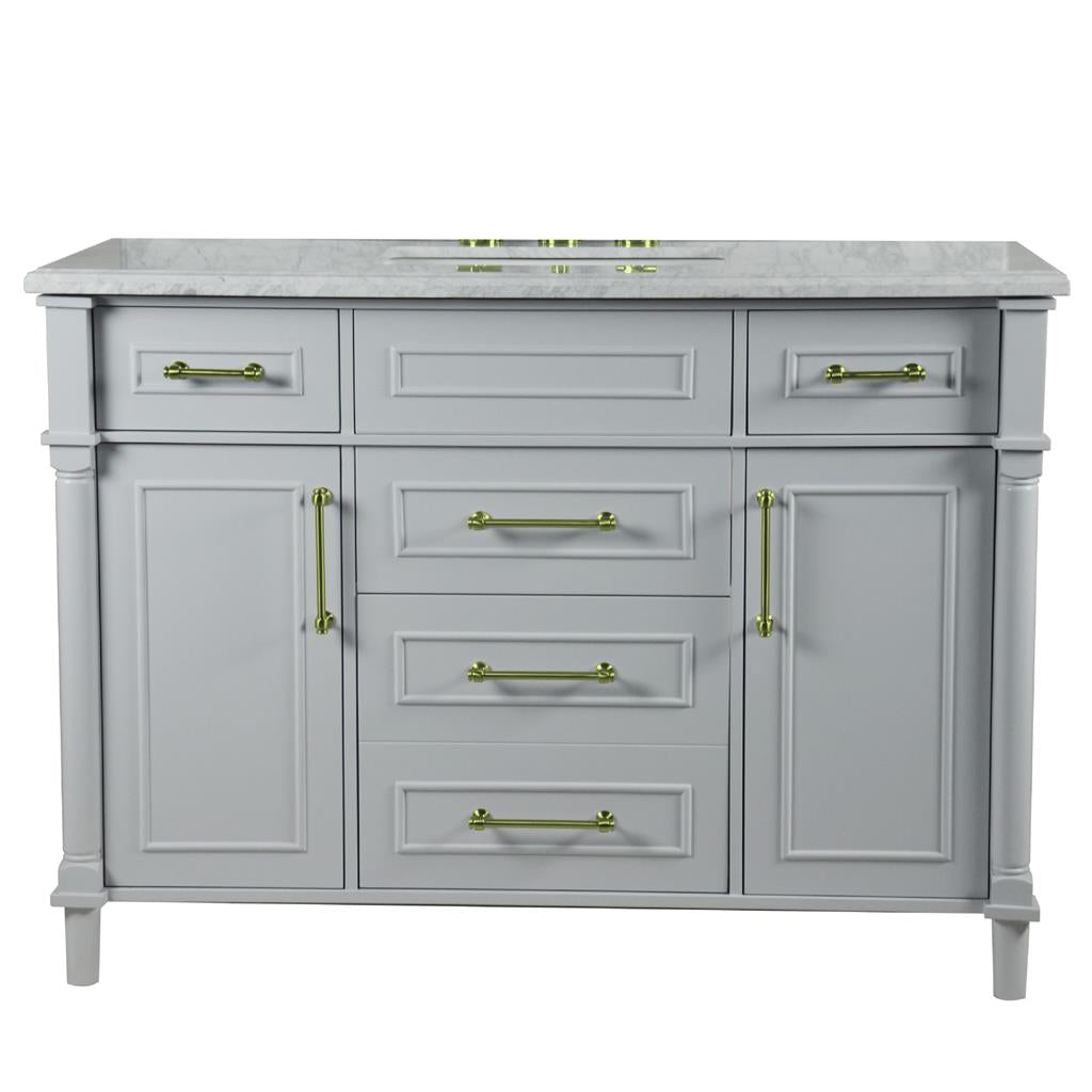 Bellaterra Napa 48" Single Vanity, Light Gray, White Carrra Marble Top