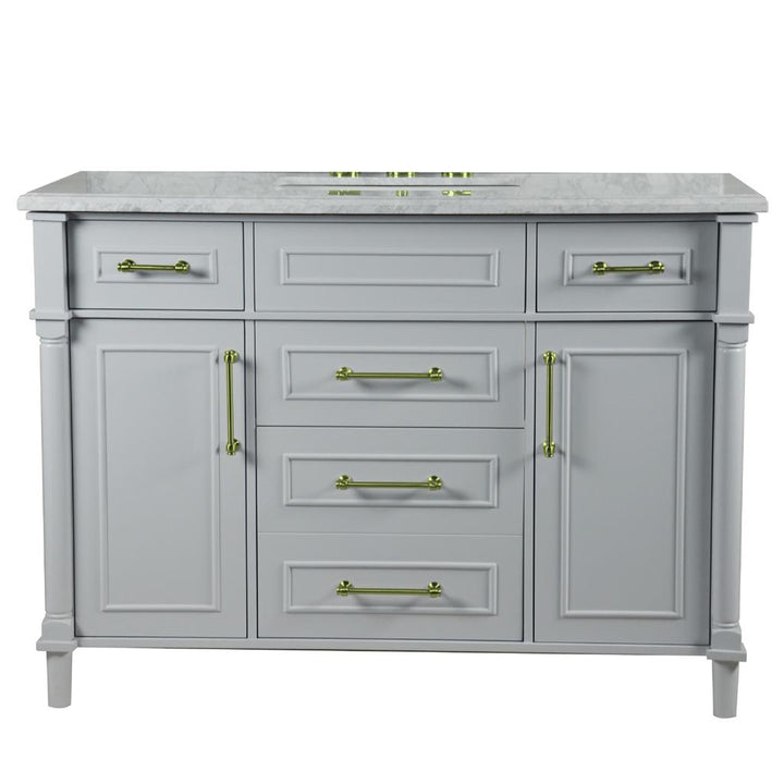 Bellaterra Napa 48" Single Vanity, Light Gray, White Carrra Marble Top