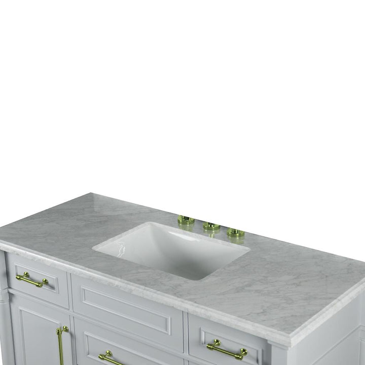 Bellaterra Napa 48" Single Vanity, Light Gray, White Carrra Marble Top