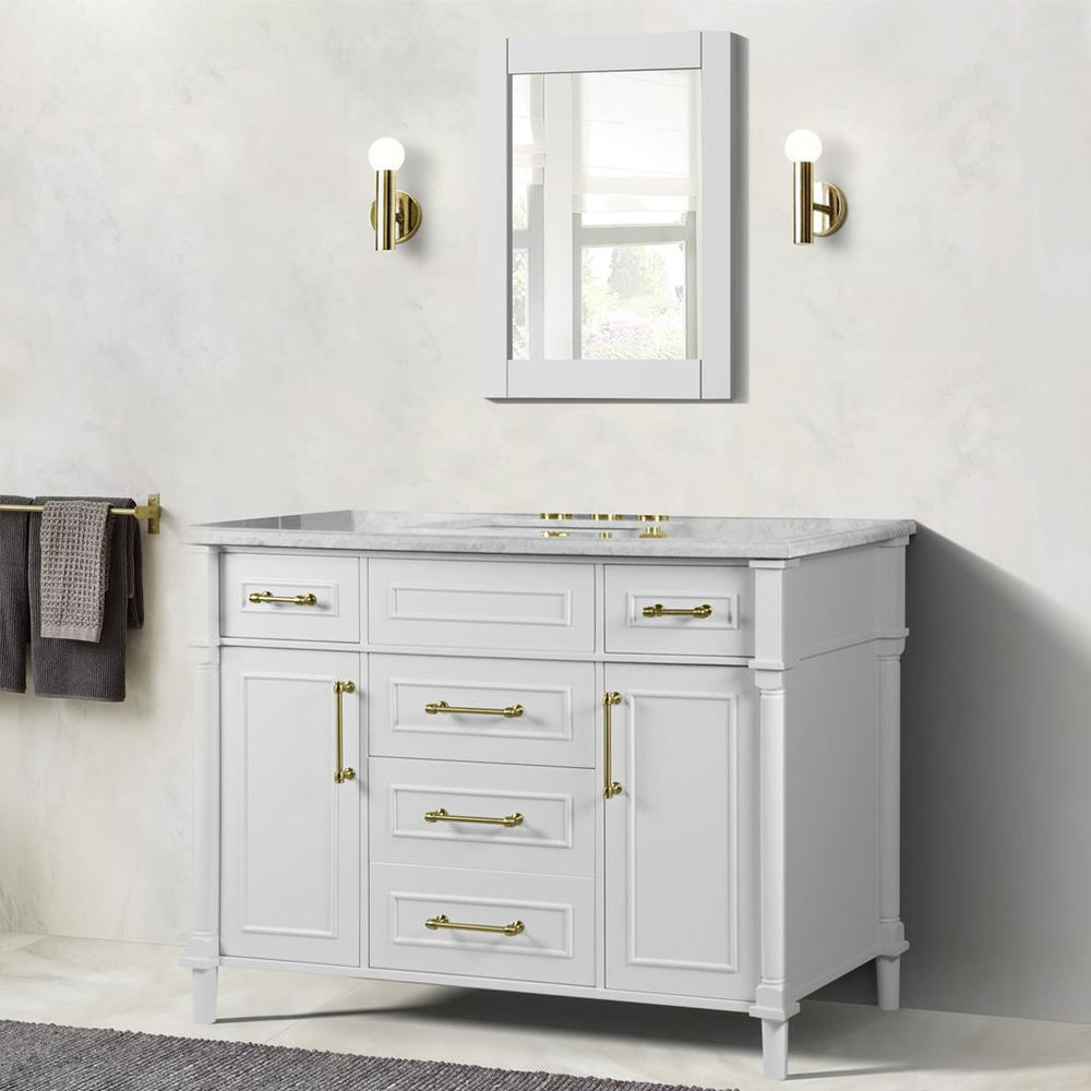 Bellaterra Napa 48" Single Vanity, White, White Carrra Marble Top