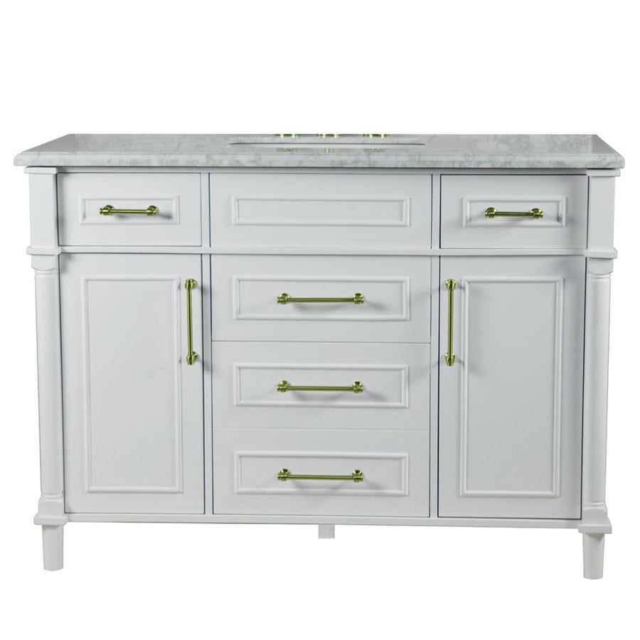 Bellaterra Napa 48" Single Vanity, White, White Carrra Marble Top