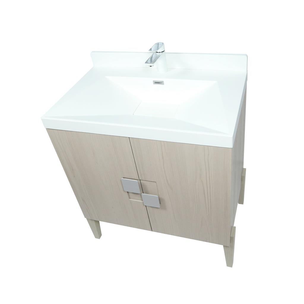 Bellaterra Aria 31.5" Single Vanity, Light Gray, White Ceramic Top