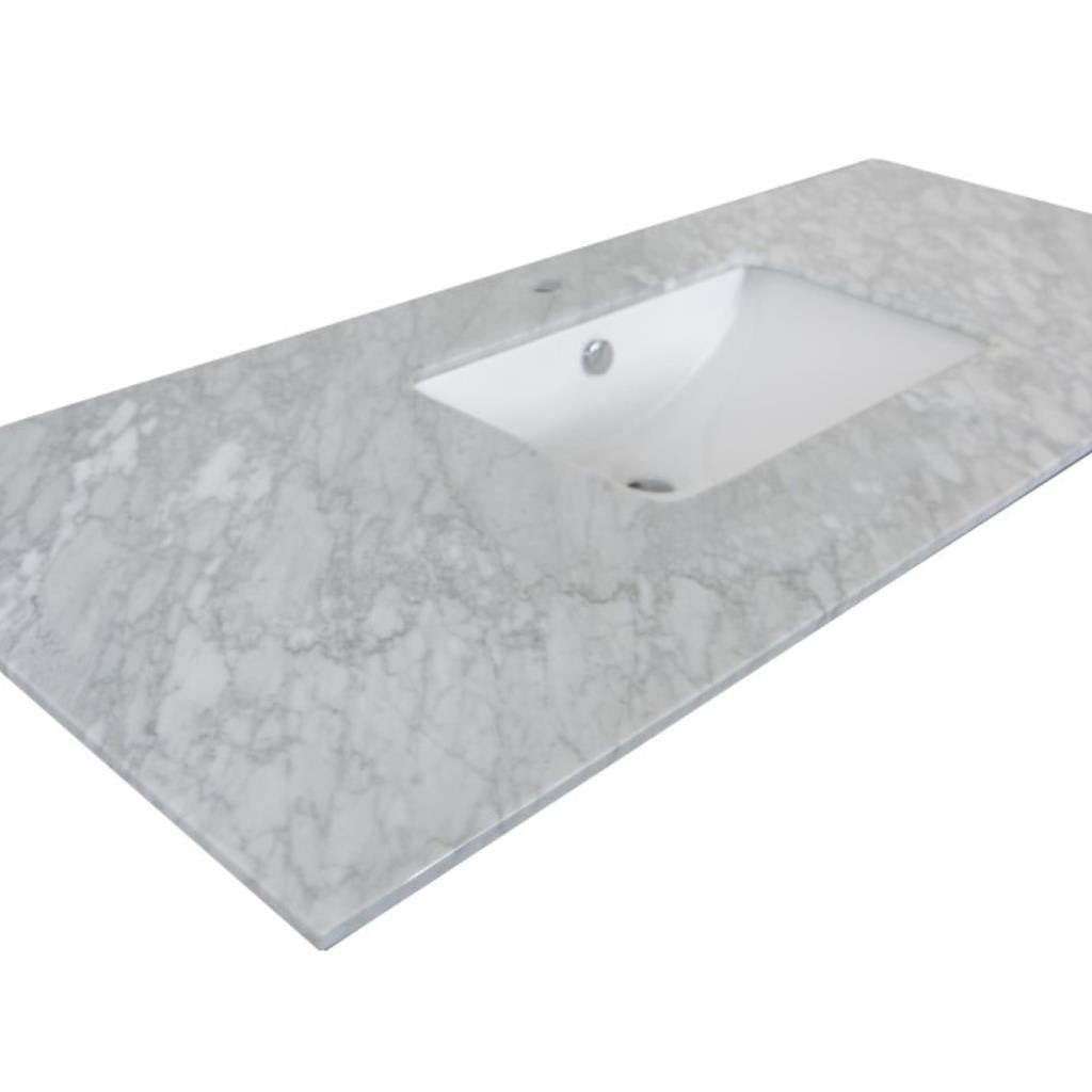 Bellaterra Amelia 55.3" Single Vanity, Black, White Marble Top